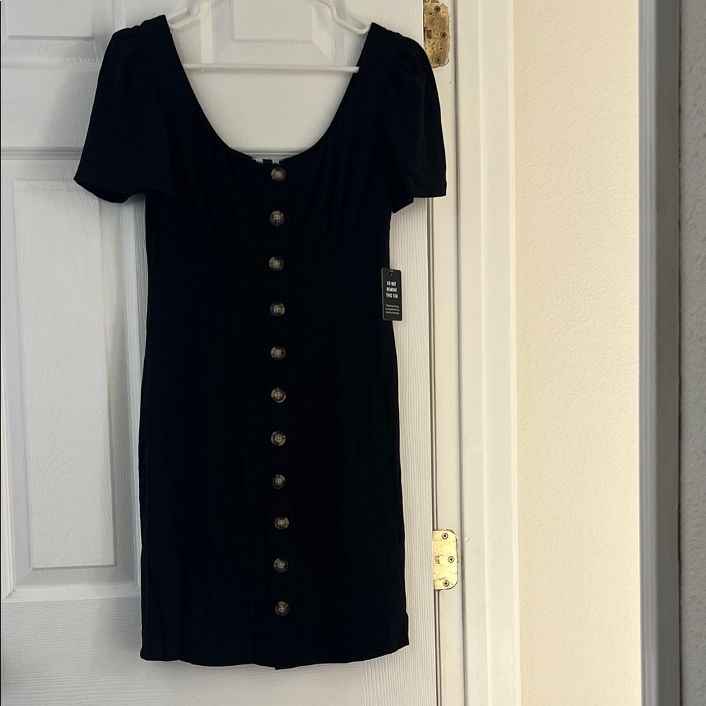 Black EXPRESS Button-Front Short Sleeve Dress XS ~ NWT